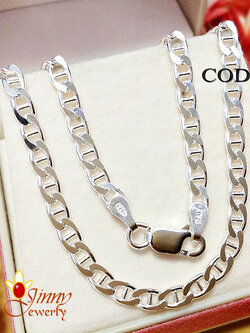 สร้อยคอเงินแท้ 92.5% ลายเลสแบนตัดกลาง กุซชี่แบน หนัก 1-1.5 บาทตัน (งานอิตาลี)