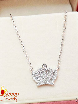 สร้อยคอเงินแท้ พร้อมจี้มงกุฎประดับเพชร cz งานเกรดจิวเวลรี่ 1.2 มิล