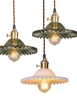 โคมไฟห้อยเพดานหัวเดี่ยว Brass glass 22x6cm [BG22]