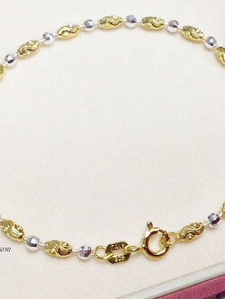 สร้อยข้อมือเงินแท้ 92.5% สร้อย 2 กษัตริย์ ลายเม็ดปะคำสลับบอลตัดลาย สร้อยสวย เล่นแสงดี หนักครึ่งสลึงตัน (งานอิตาลี)