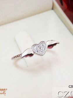 แหวนเงินแท้ รูปหัวใจมีปีก งานเกรดจิวเวลรี่