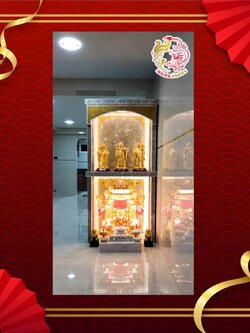 ตู้ครอบศาลหินอ่อนขาวเทา 2ชั้น ขนาดศาล16นิ้ว