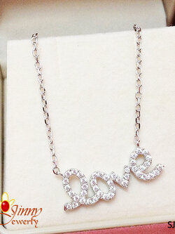 สร้อยคอเงินแท้ พร้อมจี้ "Love"ประดับเพชร cz งานเกรดจิวเวลรี่