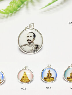 จี้เงินแท้ จี้รัชกาลที่ 5 แบบวงกลม ด้านหลัง รัชกาลที่ 9 พระพุทธชินราช หลวงพ่อโสธร สามารถใส่ได้ทั้งสองด้าน (ตัวเรือนเงินแท้)