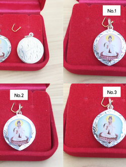 จี้เงิน กรอบเงินแท้ 92.5% จี้เจ้าแม่กวนอิม จี้ไม่หนัก ขนาดประมาณเหรียญ 2 บาท รับประกันเงินแท้