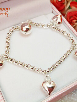 สร้อยข้อมือเงินแท้ สำหรับเด็ก ห้อยตุ้งติ้งหัวใจเกลี้ยง 2.0 มิล