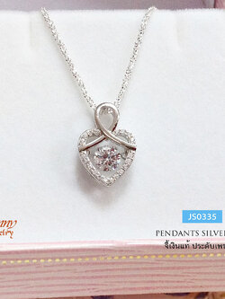 จี้เงินแท้ รูปหัวใจ ประดับเพชร cz