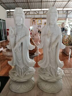 เจ้าแม่กวนอิมแกะสลักหินอ่อนหยกขาว ขนาด สูง 50 ซม