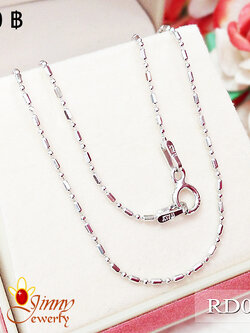 สร้อยเงินแท้ ลายหลอดสลับบอลตัดลายจิ๋ว งานอิตาลี (ชุบโรเดียมแบบดำ)