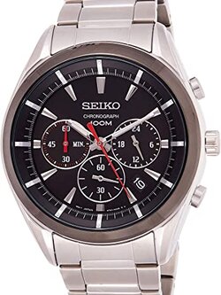 Karnvera Shop นาฬิกาข้อมือผู้ชาย Seiko Black Dial Stainless Steel Mens Watch SSB089P1