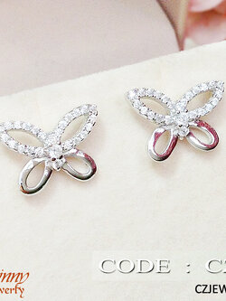 ต่างหูเงินแท้ ประดับเพชร cz