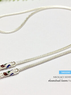 สร้อยคอเงินแท้ 99.9% งานสุโขทัย งานลงยาสีแดง เขียว น้ำเงิน ห้อยพระ 1 องค์