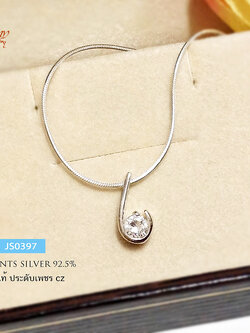 จี้เงินแท้ ประดับเพชร cz เม็ดเดี่ยว