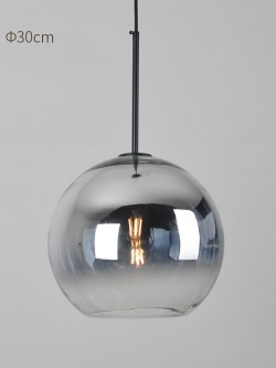 โคมไฟแขวนเพดานโป๊ะแก้วทรงกลมสีใสไล่เฉดเทารมควัน [BG-Gradient]