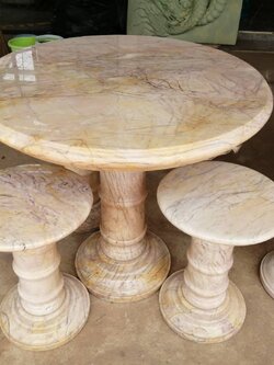 โต๊ะหินอ่อนทรงกลม ขนาด 100 ซม เก้าอี้ 4ตัว