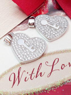 จี้เงินแท้ จี้หัวใจประดับเพชร cz มีกุญแจตรงกลาง งานเกรดจิวเวลรี่