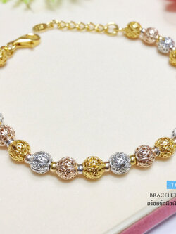 สร้อยข้อมือเงินแท้ 3 กษัตริย์ งานร้อยเม็ดเงินฉลุลาย