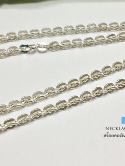 สร้อยคอเงินแท้ 92.5% ห้อยพระ 1 องค์ ลายโซ่ทับแบน หนัก 1-2 บาทตัน (งานไทย)