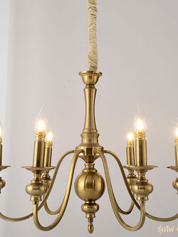 โคมไฟแชนเดอเรียทรงแท่งเทียนสไตล์อเมริกันสีทอง [G-6097]