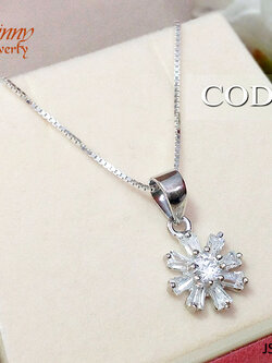 จี้เงินแท้ รูปดอกไม้ประดับเพชร cz