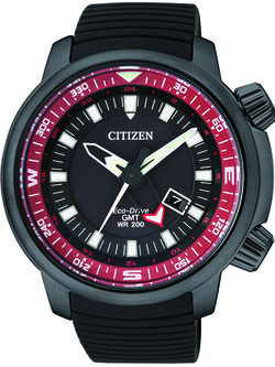 Men's Black Citizen Eco-Drive GMT Diver's Watch BJ7085-09E