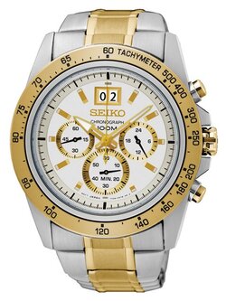 SEIKO Men Silver-Toned Chronograph Dial Watch SPC228P1