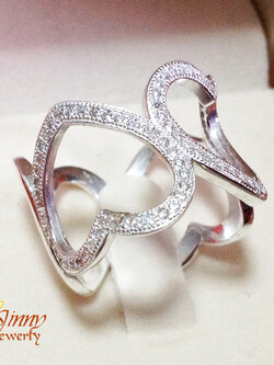 แหวนเงินแท้ ประดับเพชร cz รูปหัวใจ