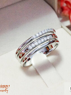 แหวนเงินแท้ แหวนติดกัน 3 วง ประดับเพชร cz