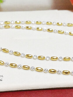 สร้อยคอเงินแท้ 2 กษัตริย์ ลายรีตัดลายสลับมูนคัท (สร้อยงานอิตาลี)