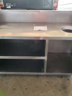 เคาน์เตอร์สแตนเลส 150 ซม มีช่องเคลียร์เศษอาหาร