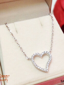 สร้อยคอเงินแท้ พร้อมจี้หัวใจประดับเพชร cz งานเกรดจิวเวลรี่