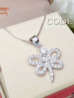 จี้เงินแท้ รูปแมงปอประดับเพชร cz