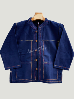 เสื้อคอจีนม่อฮ่อม งานต่ออก ปักเดินเส้น งานฝีมือดีสไตล์ลานนา งานประดิษฐ์ สุดแนวมีสีม่อฮ่อมกระดุมกะลา และมีขนาด 36" 38" 40" 42"