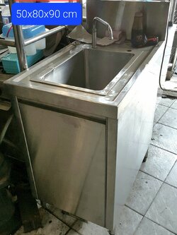 อ่างสแตนเลส 1 ช่อง มีตู้ปิด 50*80 cm