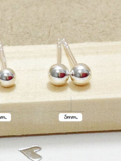 ต่างหูเงินแท้ 92.5% ต่างหูหมุดกลม เด็ก ผู้ใหญ่ ใส่ได้