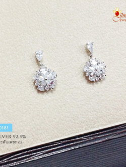 ต่างหูเงินแท้ ต่างหูแบบระย้า ประดับเพชร cz