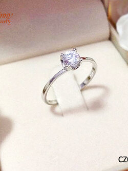 แหวนเงินแท้ เพชรเม็ดเดี่ยวหัวชู 3.0 มิล วงเล็กๆ น่ารักๆ