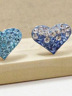 ต่างหูเงินแท้ 92.5% รูปหัวใจ ประดับพลอยสี (ตัวเรือนเงินแท้)