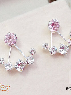 ต่างหูเงินแท้ แบบก้านเสียบ ประดับเพชร cz