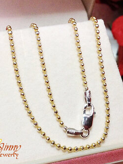 สร้อยคอ 2 กษัตริย์ ลายบอลตัดลายเหลือบทอง งานอิตาลี 1.2 มิล