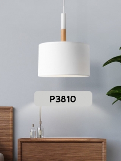 โคมไฟแขวนเพดานโป๊ะผ้าหัวไม้สไตล์โมเดิร์น 40cm [P3810]