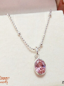 จี้เงินแท้ จี้พลอยรูปหยดน้ำสีชมพู