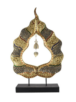 ไม้แกะสลักใบโพธิ์ กระดิ่ง สูง 24 นิ้ว