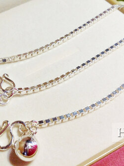 สร้อยข้อมือเงินแท้ 92.5% สำหรับเด็ก ลายกล่อง box หนา 1.5 มิล