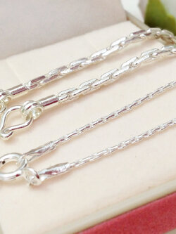 สร้อยเงินแท้ 92.5% ลายโซ่กลมทุบแบน หนัก ครึ่งสลึง - 3 สลึง (งานไทย)