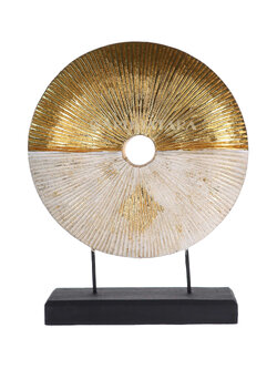 ไม้แกะสลักทรงกลม (สีทอง-ขาว) สูง 18 นิ้ว