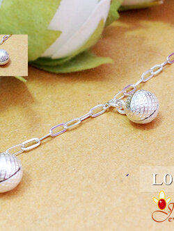 สร้อยข้อเท้าเงินแท้ ห้อยตุ้งติ้งกระดิ่งลาย 7 ลูก หนา 1.2 มิล