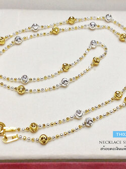 สร้อยคอเงินแท้ 92.5% สร้อย 2 กษัตริย์ ลายบอลตัดลาย สลับเม็ดมะยมตัดลาย เล่นแสงได้ดี ขนาด 1 สลึงตัน