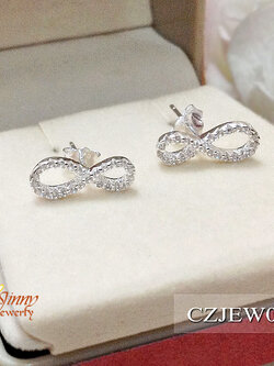 ต่างหูเงินแท้ Infinity ประดับเพชร cz
