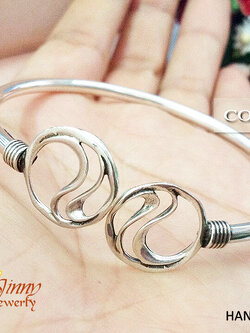 กำไลข้อมือเงินแท้ งานรมดำ ความหนา 2.0 มิล